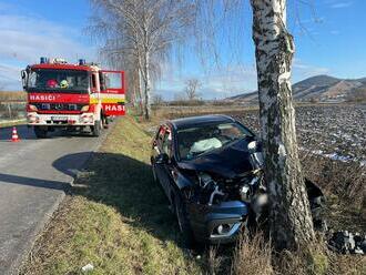 FOTO: Vodič narazil do stromu, pri nehode sa zranila spolujazdkyňa