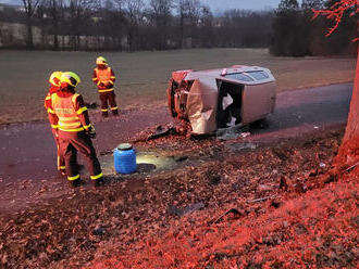 Při nárazu osobního vozidla do stromu v Jeseníku nad Odrou museli hasiči vyprostit jednu osobu