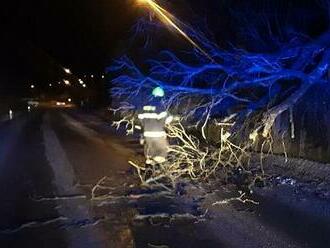 Silný vichr lámal stromy na Vysočině, zatarasily silnice i vlaky na železnici