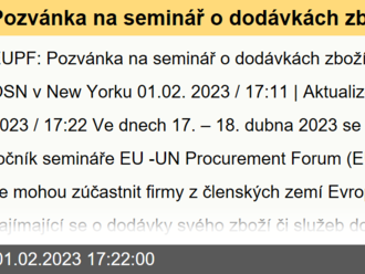 Pozvánka na seminář o dodávkách zboží a služeb do OSN v New Yorku - EUPF