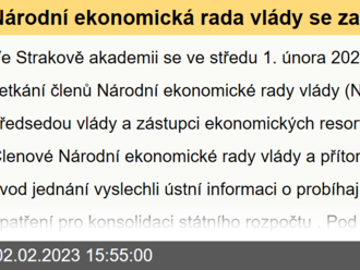 Národní ekonomická rada vlády se zabývala konsolidací státního rozpočtu a problematikou osob v exekuci