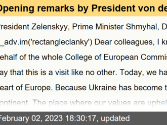 Opening remarks by President von der Leyen on the occasion of the meeting between the College and the government of Ukraine