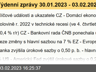 Týdenní zprávy 30.01.2023 - 03.02.2023