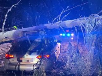 Strom spadl na jedoucí auto. V osadě Konečná u Bílé v Beskydech dnes spadl strom na projíždějící osobní auto, řidiči se naštěstí nic nestalo.