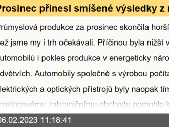 Prosinec přinesl smíšené výsledky z reálné ekonomiky  