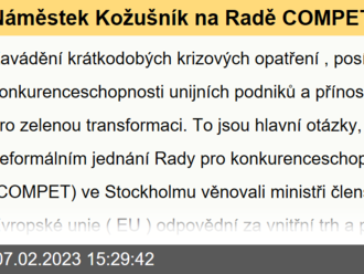 Náměstek Kožušník na Radě COMPET: Evropa musí vhodně reagovat na americký zákon o snížení inflace