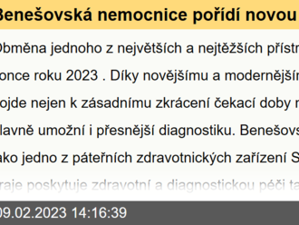 Benešovská nemocnice pořídí novou magnetickou rezonanci