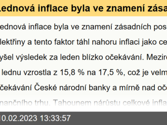 Lednová inflace byla ve znamení zásadních posunů v cenách elektřiny