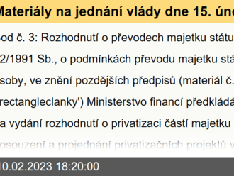 Materiály na jednání vlády dne 15. února 2023