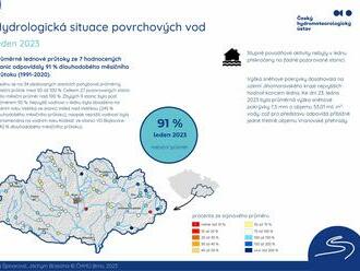 Hydrologická situace povrchových vod na pobočce Brno – leden 2023