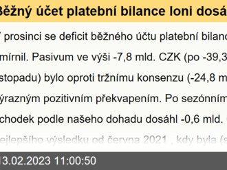 Běžný účet platební bilance loni dosáhl rekordního schodku  