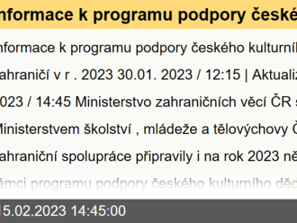 Informace k programu podpory českého kulturního dědictví v zahraničí v r. 2023