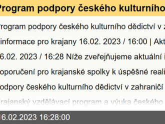 Program podpory českého kulturního dědictví v zahraničí v 2023 - informace pro krajany