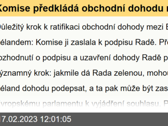 Komise předkládá obchodní dohodu mezi EU a Novým Zélandem k ratifikaci