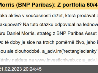 Morris  : Z portfolia 60/40 se opět stává rozumný základ, v rámci akcií věříme Číně