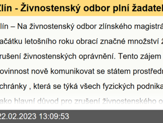 Zlín - Živnostenský odbor plní žadatelé o ukončení podnikání. Magistrát doporučuje rezervaci termínu