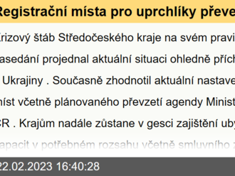 Registrační místa pro uprchlíky převezme od prvního dubna Ministerstvo vnitra ČR - Krizový štáb kraje