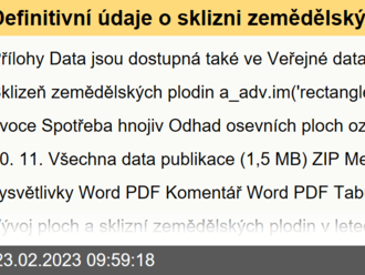 Definitivní údaje o sklizni zemědělských plodin - 2022