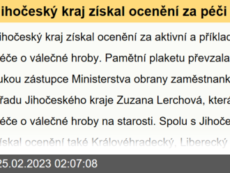 Jihočeský kraj získal ocenění za péči o válečné hroby