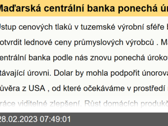 Maďarská centrální banka ponechá úrokové sazby beze změny  