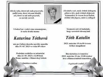 Smútočné oznámenie - Katarína Tóthová  