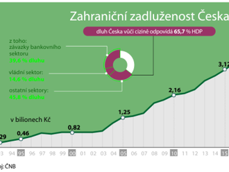 ČNB: Zahraniční dluh Česka loni meziročně klesl o 65 miliard na 4,454 bilionu Kč