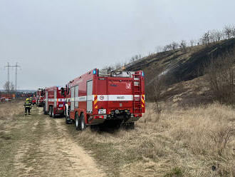 V ulici Hornoměcholupská v Praze zasahují profesionální i dobrovolní hasiči u požáru travního…