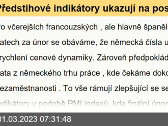 Předstihové indikátory ukazují na postupně se zlepšující sentiment  