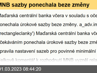 MNB sazby ponechala beze změny