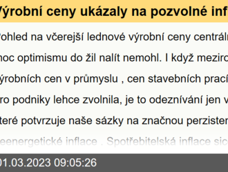 Výrobní ceny ukázaly na pozvolné inflační odeznívání