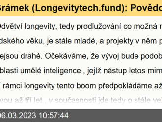 Šrámek  : Povědomí o longevity se teprve buduje, projekty ještě nejsou drahé