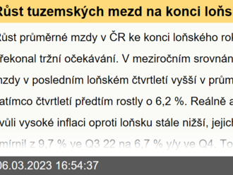 Růst tuzemských mezd na konci loňského roku zrychlil  