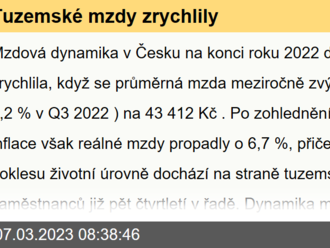 Tuzemské mzdy zrychlily