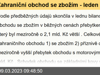 Zahraniční obchod se zbožím - leden 2023