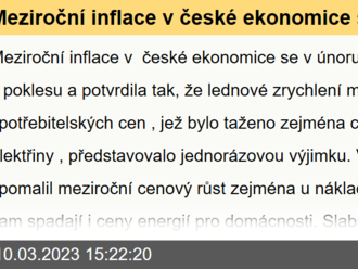 Meziroční inflace v české ekonomice se v únoru vydala k poklesu