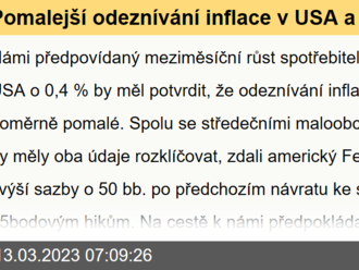 Pomalejší odeznívání inflace v USA a předem avizovaný 50bodový hike ECB  