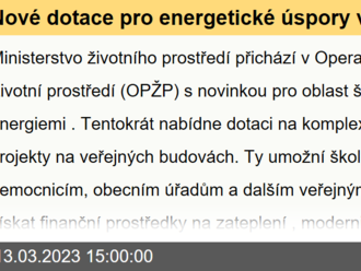 Nové dotace pro energetické úspory veřejných budov. MŽP od dubna spouští dvě dohromady pětimiliardové výzvy