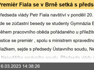 Premiér Fiala se v Brně setká s předsedy soudů a zúčastní se besedy se studenty - 20. března 2023