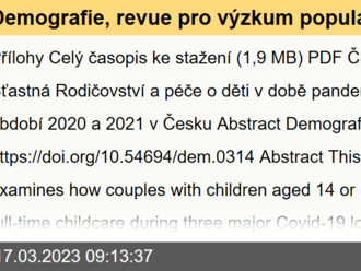 Demografie, revue pro výzkum populačního vývoje - č. 1/2023