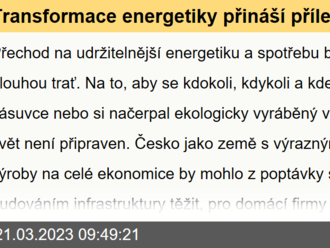 Transformace energetiky přináší příležitosti. Je Česko připravené je využít?