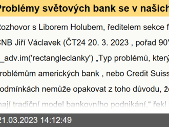 Problémy světových bank se v našich podmínkách nemohou opakovat - Libor Holub