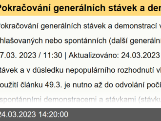 Pokračování generálních stávek a demonstrací ve Francii, ohlašovaných nebo spontánních   