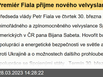 Premiér Fiala přijme nového velvyslance USA Bijana Sabeta - 30. března 2023