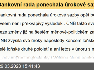 Bankovní rada ponechala úrokové sazby opět beze změny, což ovšem není překvapivý výsledek