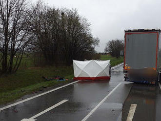 Ve Vysokém Mýtě, u odbočky na Džbánov, zemřel po střetu s nákladním vozidlem motorkář