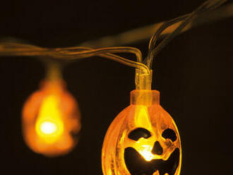 Halloweenska tekvicová sveteľná reťaz - 10 LED - 2 x AA - 1,2 m.