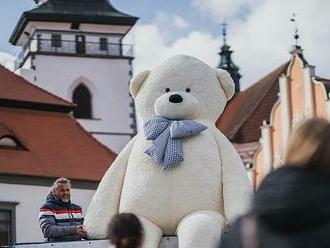 Největší plyšový medvěd se houpe v Pelhřimově. Padl na něj kilometr nití