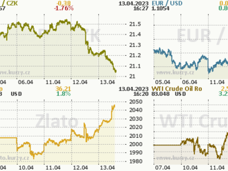 Euro poprvé od srpna 2008 za méně než 23,30 koruny  