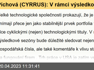 Píchová  : V rámci výsledkové sezóny má smysl sledovat velké technologické firmy. Kvůli ziskům, ale i propouštění