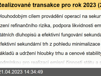 Realizované transakce pro rok 2023  